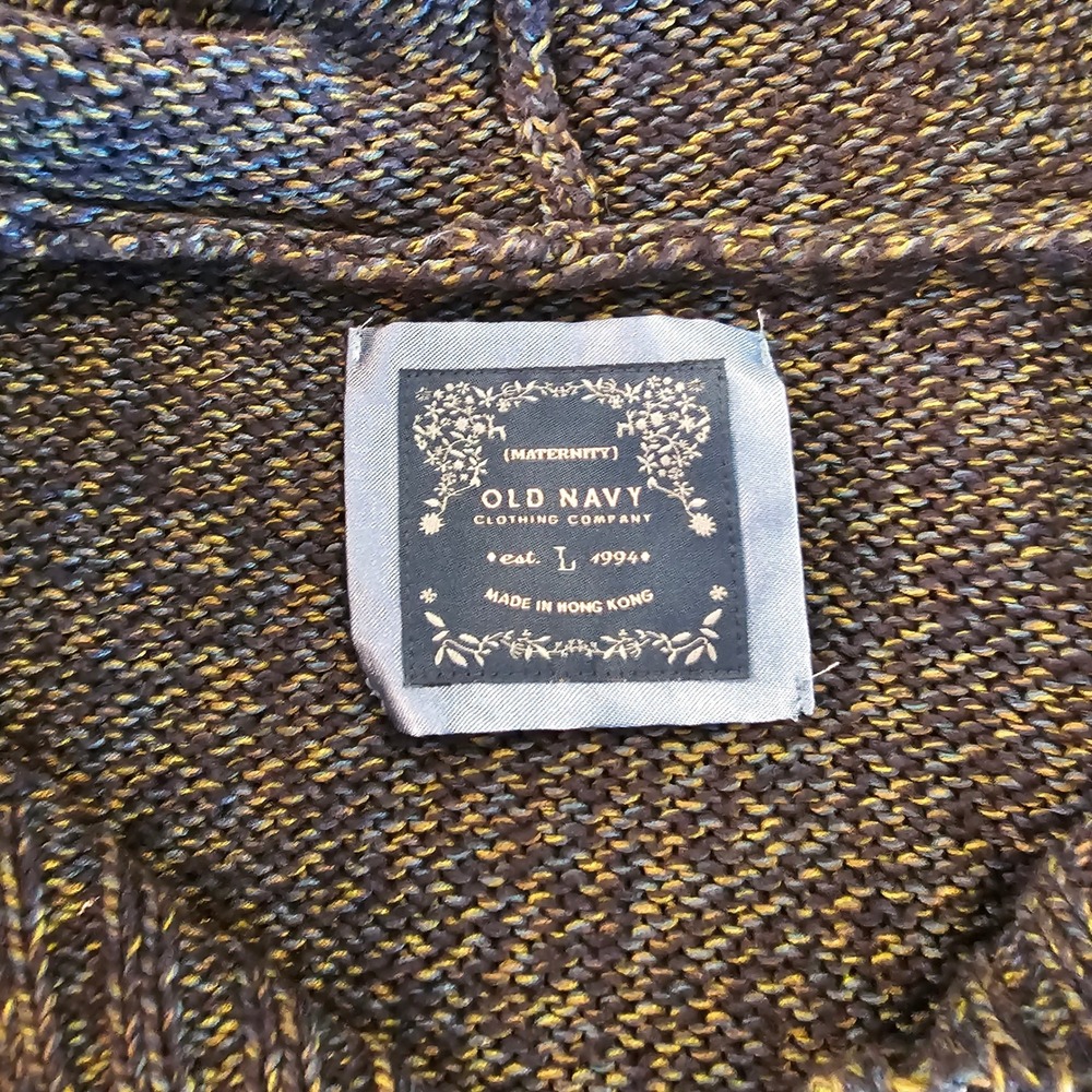 Old Navy Maternity Blue Textured Knit Hooded Pullover Sweater Tunic Large - Picture 3 of 5